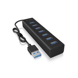 ICY BOX 60819 USB Hub 7 portů USB-A USB 3.0 5 GBit/s černá IB-HUB1700-U3 USB 3.0 zu 7-Port USB 3.0 Type-A Hub, Alu-Gehäuse, Netzteil 5V/3A