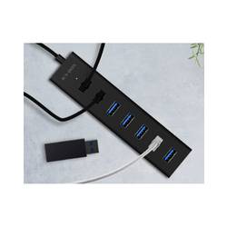ICY BOX 60819 USB Hub 7 portů USB-A USB 3.0 5 GBit/s černá IB-HUB1700-U3 USB 3.0 zu 7-Port USB 3.0 Type-A Hub, Alu-Gehäuse, Netzteil 5V/3A