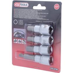 KS Tools 515.0795 Sada speciálních hliníkových hlavic na nástrčný klíč kol pro vícedílné OSZ ráfky, 4 ks