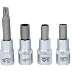 KS Tools 515.0795 Sada speciálních hliníkových hlavic na nástrčný klíč kol pro vícedílné OSZ ráfky, 4 ks