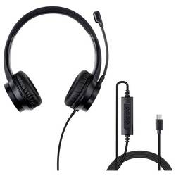 LINDY 20439 Headset otevřená (On Ear) kabelová stereo černá headset, regulace hlasitosti, Vypnutí zvuku mikrofonu Počítače