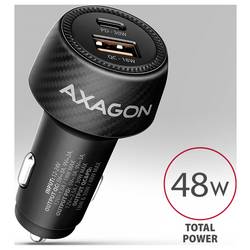 AXAGON Nabíječka do auta, USB-C® zásuvka (nabíjení), USB-A zásuvka, 48 W, Power Delivery 3.0, Adaptivní rychlé nabíjení, Power Delivery 2.0, QC 4+, černá