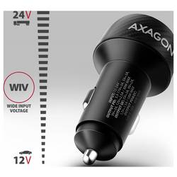 AXAGON Nabíječka do auta, USB-C® zásuvka (nabíjení), USB-A zásuvka, 48 W, Power Delivery 3.0, Adaptivní rychlé nabíjení, Power Delivery 2.0, QC 4+, černá