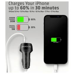 AXAGON Nabíječka do auta, USB-C® zásuvka (nabíjení), USB-A zásuvka, 48 W, Power Delivery 3.0, Adaptivní rychlé nabíjení, Power Delivery 2.0, QC 4+, černá