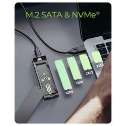 ICY BOX IB-1826MCL-CU31 Pouzdro pro SSD M.2 USB-C® 10 GBit/s M.2 PCIe NVMe, M.2 SATA 2230, 2242, 2260, 2280 61188