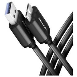 AXAGON Kabel USB-C USB 3.2 Gen1 USB Micro-B zástrčka, USB-A zástrčka 1 m černá pozlacené kontakty BUMM3-AM10AB