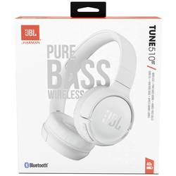 JBL Tune 510BT sluchátka otevřená (On Ear) Bluetooth® bílá headset, složitelná, Indikátor nabití, Vypnutí zvuku mikrofonu