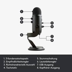 na stojanu PC mikrofon Blue Microphones Yeti Druh přenosu:kabelový, USB