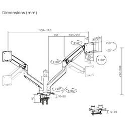 Digitus DIGITUS - Dual Monitorhalterung, 2x 45, 2x 20 kg držák na stůl pro monitor 2 Displej: (s) 124,5 cm (49) černá