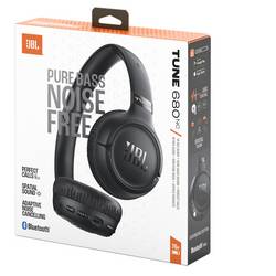 JBL Tune 680 NC sluchátka uzavřená (Over Ear) Bez kabelu, Bluetooth®, kabelová stereo černá regulace hlasitosti, Vypnutí zvuku mikrofonu Hi-Fi