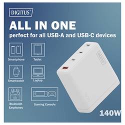 Digitus DA-10305 USB nabíječka, 1x USB A , 3x USB-C®, 140 W, bílá