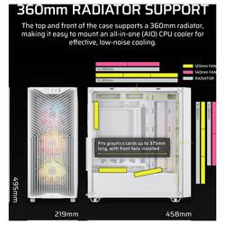 Corsair Geh Midi 3200D RS ARGB midi tower herní pouzdro bílá