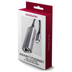 AXAGON ADE-TXPD síťový adaptér USB-C™ (USB 3.2 Gen 1), RJ45 , USB-C® (s napájením)