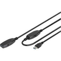 Digitus USB kabel USB 3.2 Gen1 USB-A zástrčka, USB-A zásuvka 20.00 m černá stíněný, dvoužilový stíněný DA-73107