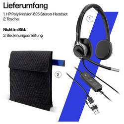 HP Poly HP Poly Mission 625 USB Wired Headset Headset otevřená (On Ear) černá