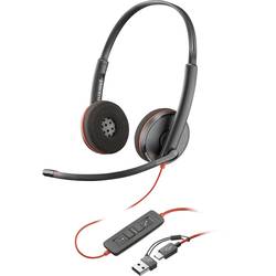 HP Poly Blackwire C3220 Headset uzavřená (Over Ear) kabelová stereo černá Potlačení hluku headset, regulace hlasitosti, Vypnutí zvuku mikrofonu Počítače