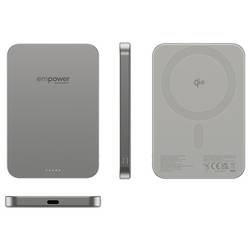 PanzerGlass empower Bank powerbanka 5000 mAh, MagSafe, Bezdrátové nabíjení Qi, USB-C®, šedá, Indikátor stavu