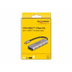 Delock 64238 USB Hub 4 porty USB-C® USB 3.2 Gen1 5 GBit/s s konektorem USB C šedá 64238