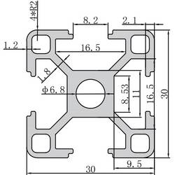 TRU COMPONENTS 3030C TC-10493172 strut profil hliník eloxovaný stříbrná 1000 mm x 30 mm x 30 mm 1 ks