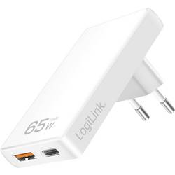 LogiLink PA0368 USB nabíječka, USB Power Delivery (USB-PD) , USB-A zásuvka, USB-C® zásuvka, 65 W, Quick Charge 4.0, Power Delivery 3.0, bílá