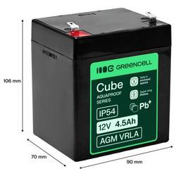 Green Cell GC-AGM12V4-5AH-H olověný akumulátor olověný se skelným rounem 4.5 Ah 12 V 1 ks