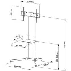 TECHly ICA-TR6 TV kolečkový vozík 76,2 cm (30) - 165,1 cm (65) naklápěcí