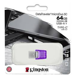 Kingston DataTraveler microDuo 3C USB flash disk Retail 64 GB nerezová ocel, fialová DTDUO3CG3/64GB USB 3.2 (Gen 1x1) , USB-C®