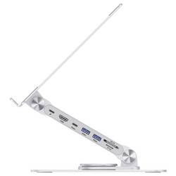 Conceptronic DONN27G Laptop Stand with 7-in-1 USB 3.2 podložka pod notebook nastavitelná výška, Otočné, USB HUB