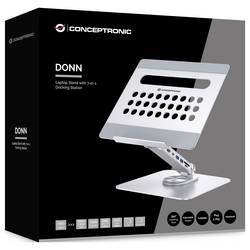 Conceptronic DONN27G Laptop Stand with 7-in-1 USB 3.2 podložka pod notebook nastavitelná výška, Otočné, USB HUB