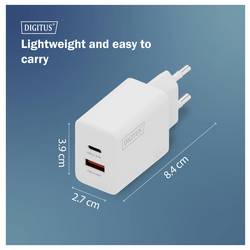 Digitus DA-10301 USB nabíječka, 1x USB A , 1x USB-C®, 30 W, bílá