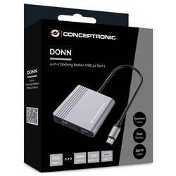 Conceptronic USB-C® dokovací stanice DONN13G 4-in-1 MST Docking Station USB 3