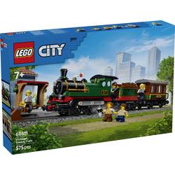 60511 LEGO® CITY Klasická parní lokomotiva; stavební a hrací sada; parní lokomotiva s uhlíkem, osobní vozy a nástupiště