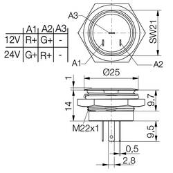 Signal Construct SMFE22214 vícebarevná indikační LED červená, zelená 24 V/DC