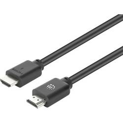 Manhattan HDMI kabel Zástrčka HDMI-A, Zástrčka HDMI-A 2 m černá 356657 4K UHD, PVC plášť, pozlacené kontakty, dvoužilový stíněný HDMI kabel