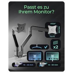 ICY BOX Monitorständer für zwei Monitore držák na stůl pro monitor 2 Displej: (s) 81,3 cm (32) šedá, stříbrná