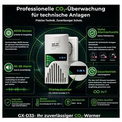 Schabus GX-D33, 300257 detektor oxidu uhličitého Pro lahve s CO2 230 V, detekce oxidu uhličitého (CO2)