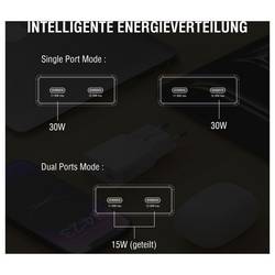 4Smarts USB nabíječka, GaN, USB Power Delivery (USB-PD) , 2x USB-C®, 30 W, Dodávka energie, bílá