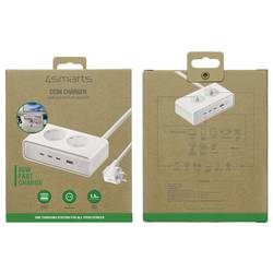 4Smarts nabíjecí adaptér, GaN, USB Power Delivery (USB-PD) , 3x USB-C®, USB A, zásuvka s ochranným kontaktem , 65 W, Quick Charge 3.0, Dodávka energie, bílá