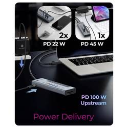ICY BOX 61159 USB Hub 7 + 2 porty USB-C™ (USB 3.2 Gen 2), USB-C® (s napájením), USB 3.2 (Gen 2) , USB 3.2 (Gen 1x1) , SDHC, SDXC, SD, microSDHC, microSDXC,