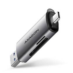 AXAGON CRE-SAC externí čtečka paměťových karet USB-C®, USB-A stříbrná