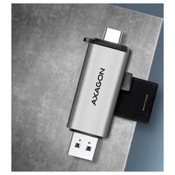 AXAGON CRE-SAC externí čtečka paměťových karet USB-C®, USB-A stříbrná