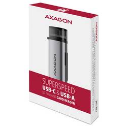 AXAGON CRE-SAC externí čtečka paměťových karet USB-C®, USB-A stříbrná