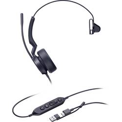 Yealink UH44 Mono Teams USB-C/A Headset otevřená (On Ear) kabelová mono černá Redukce šumu mikrofonu regulace hlasitosti telefon