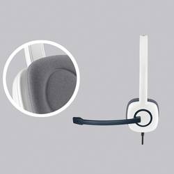 Logitech H150 Headset otevřená (On Ear) kabelová stereo bílá Redukce šumu mikrofonu, Potlačení hluku regulace hlasitosti, Vypnutí zvuku mikrofonu Počítače