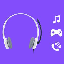 Logitech H150 Headset otevřená (On Ear) kabelová stereo bílá Redukce šumu mikrofonu, Potlačení hluku regulace hlasitosti, Vypnutí zvuku mikrofonu Počítače