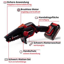 Einhell GE-PS 18/15 Li BL Kit Akku-Astkettensäge akumulátor Aku řetězová pila + akumulátor, vč. nabíječky, měkká rukojeť 18 V délka čepele 158 mm