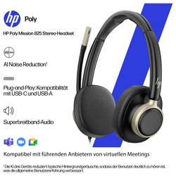 HP Poly HP Poly Mission 825 USB Wired Headset Headset otevřená (On Ear) černá