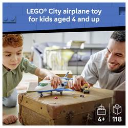 60492 LEGO® CITY Osobní jet; sada s odletováním, zavazadlovým vozem a 4 minifigurami