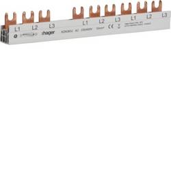 Hager KDN363J Fázová lišta Hager KDN363J, 3 pólů, s vidlicovou přípojkou, 10 mm², 63 a, 10 modulů Phase busbar 1 ks