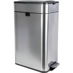 Maul 9504094 odpadkový koš, 40 l, nerezová ocel, (š x v x h) 456 x 667 x 277 mm, černá, stříbrná, otevírání pedálem, 1 ks